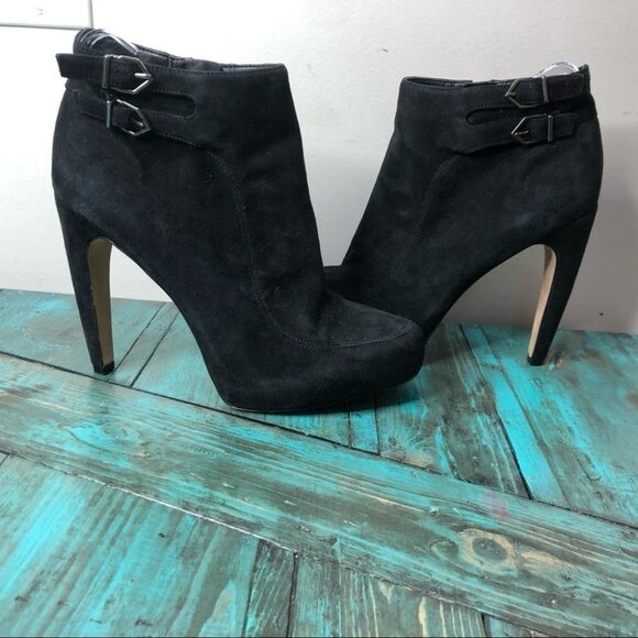 Sam Edelman Black Leather Heeled Ankle Boots Size 8 - Picture 6 of 13